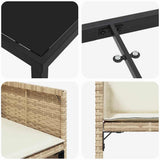 Set da Pranzo per Giardino 5 pcs Beige polyrattan