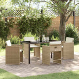 Set da Pranzo per Giardino 5 pcs Beige polyrattan