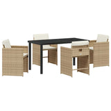 Set da Pranzo per Giardino 5 pcs Beige polyrattan