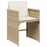Set da Pranzo per Giardino 5 pcs Beige polyrattan