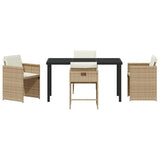 Set da Pranzo per Giardino 5 pcs Beige polyrattan