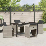 Set da Pranzo per Giardino 5 pcs Grigio chiaro polyrattan
