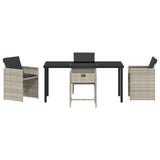 Set da Pranzo per Giardino 5 pcs Grigio chiaro polyrattan