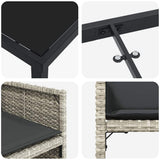 Set da Pranzo per Giardino 9 pcs Grigio chiaro polyrattan