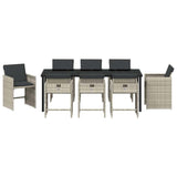 Set da Pranzo per Giardino 9 pcs Grigio chiaro polyrattan