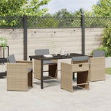 Set da Pranzo per Giardino 5 pcs Beige polyrattan
