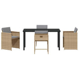 Set da Pranzo per Giardino 5 pcs Beige polyrattan