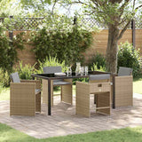 Set da Pranzo per Giardino 5 pcs Beige polyrattan