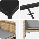 Set da Pranzo per Giardino 9 pcs Beige polyrattan