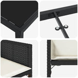 Set da Pranzo per Giardino 9 pcs Nero polyrattan
