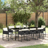 Set da Pranzo per Giardino 9 pcs Nero polyrattan