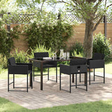 Set da Pranzo per Giardino 5 pcs Nero polyrattan