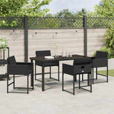 Set da Pranzo per Giardino 5 pcs Nero polyrattan