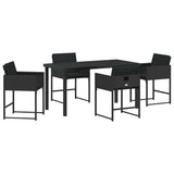 Set da Pranzo per Giardino 5 pcs Nero polyrattan