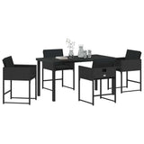 Set da Pranzo per Giardino 5 pcs Nero polyrattan