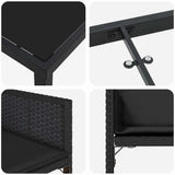 Set da Pranzo per Giardino 9 pcs Nero polyrattan