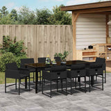 Set da Pranzo per Giardino 9 pcs Nero polyrattan