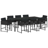 Set da Pranzo per Giardino 9 pcs Nero polyrattan