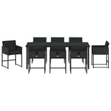 Set da Pranzo per Giardino 9 pcs Nero polyrattan