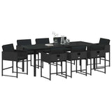 Set da Pranzo per Giardino 9 pcs Nero polyrattan
