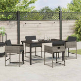Set da Pranzo per Giardino 5 pcs Grigio polyrattan