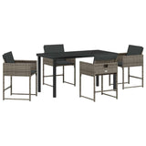 Set da Pranzo per Giardino 5 pcs Grigio polyrattan