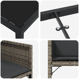 Set da Pranzo per Giardino 9 pcs Grigio polyrattan