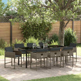 Set da Pranzo per Giardino 9 pcs Grigio polyrattan