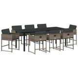 Set da Pranzo per Giardino 9 pcs Grigio polyrattan