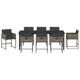 Set da Pranzo per Giardino 9 pcs Grigio polyrattan