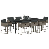 Set da Pranzo per Giardino 9 pcs Grigio polyrattan