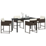 Set da Pranzo per Giardino 5 pcs Marrone polyrattan