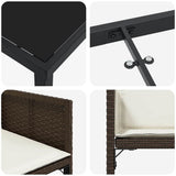 Set da Pranzo per Giardino 9 pcs Marrone polyrattan