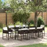 Set da Pranzo per Giardino 9 pcs Marrone polyrattan