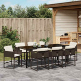 Set da Pranzo per Giardino 9 pcs Marrone polyrattan