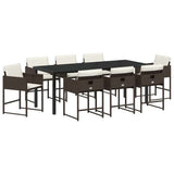 Set da Pranzo per Giardino 9 pcs Marrone polyrattan