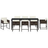 Set da Pranzo per Giardino 9 pcs Marrone polyrattan