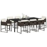 Set da Pranzo per Giardino 9 pcs Marrone polyrattan