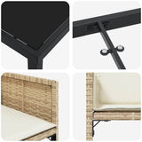 Set da Pranzo per Giardino 9 pcs Beige polyrattan