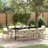 Set da Pranzo per Giardino 9 pcs Beige polyrattan