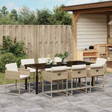 Set da Pranzo per Giardino 9 pcs Beige polyrattan