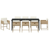 Set da Pranzo per Giardino 9 pcs Beige polyrattan