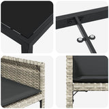 Set da Pranzo per Giardino 5 pcs Grigio chiaro polyrattan