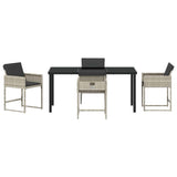 Set da Pranzo per Giardino 5 pcs Grigio chiaro polyrattan