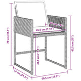 Set da Pranzo per Giardino 5 pcs Grigio chiaro polyrattan