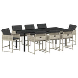 Set da Pranzo per Giardino 9 pcs Grigio chiaro polyrattan