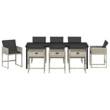 Set da Pranzo per Giardino 9 pcs Grigio chiaro polyrattan