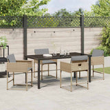 Set da Pranzo per Giardino 5 pcs Beige polyrattan