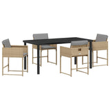 Set da Pranzo per Giardino 5 pcs Beige polyrattan
