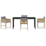 Set da Pranzo per Giardino 5 pcs Beige polyrattan